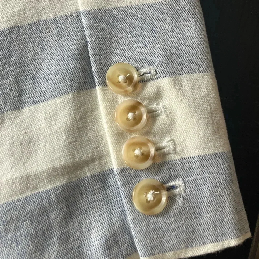 Merona Blazer Jacket Striped Blue White Coastal Size 12 - Picture 7 of 8